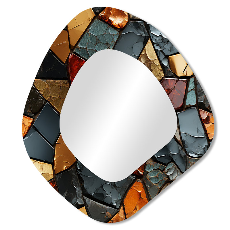 Carreaux de marbre mosaïque cubique Kace II - miroir mural asymétrique unique, miroir de forme irrégulière moderne, impression sur métal
