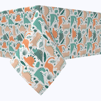 Rectangular Tablecloth, 100% Cotton, Cartoon Dinosaurs