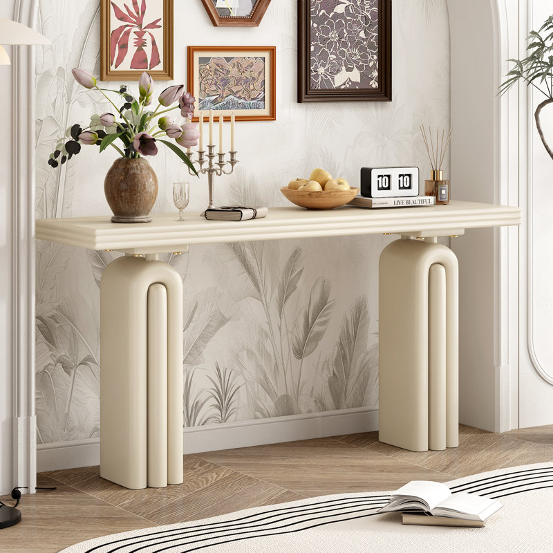 Console élégante et luxueuse en placage d'acacia, Beige