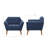 Lounge Chair With Mid-Century Design, Button , Solid Pecan Wood Legs, High Foam, Blue Upholstery Mid Century Modern Armrest Chair, Cushions,-2117762145