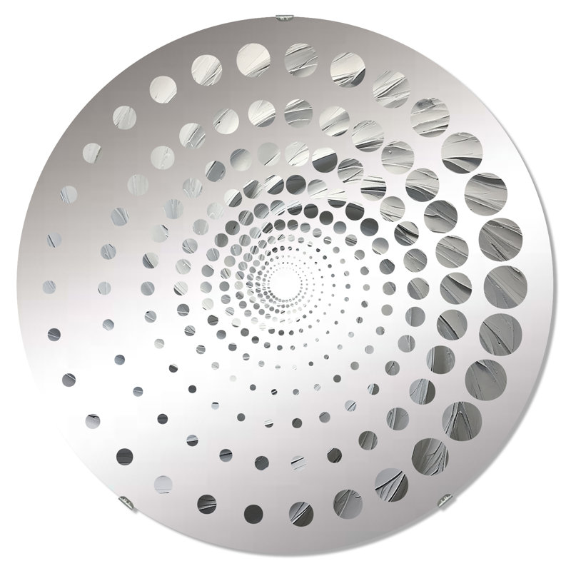 White Majestic Motion - Spiral Dot Decorative Mirror, 32" x 32"