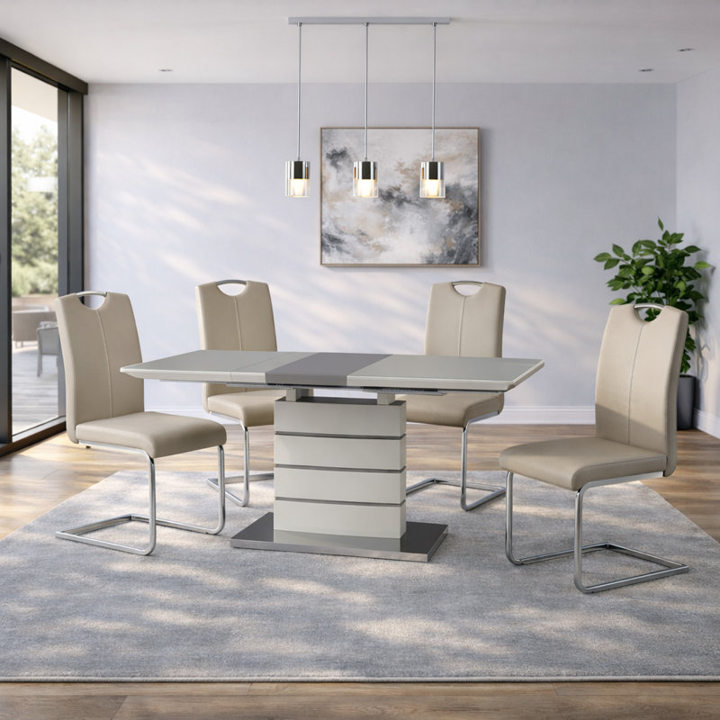 Chaise de salle à manger rembourrée Odette, Beige
