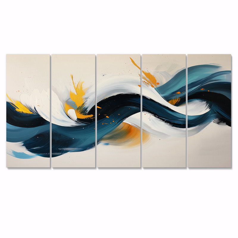 Onterrio - Abstract Spirals Wall Decor - Modern Wall Art, 28" H x 60" W, 5