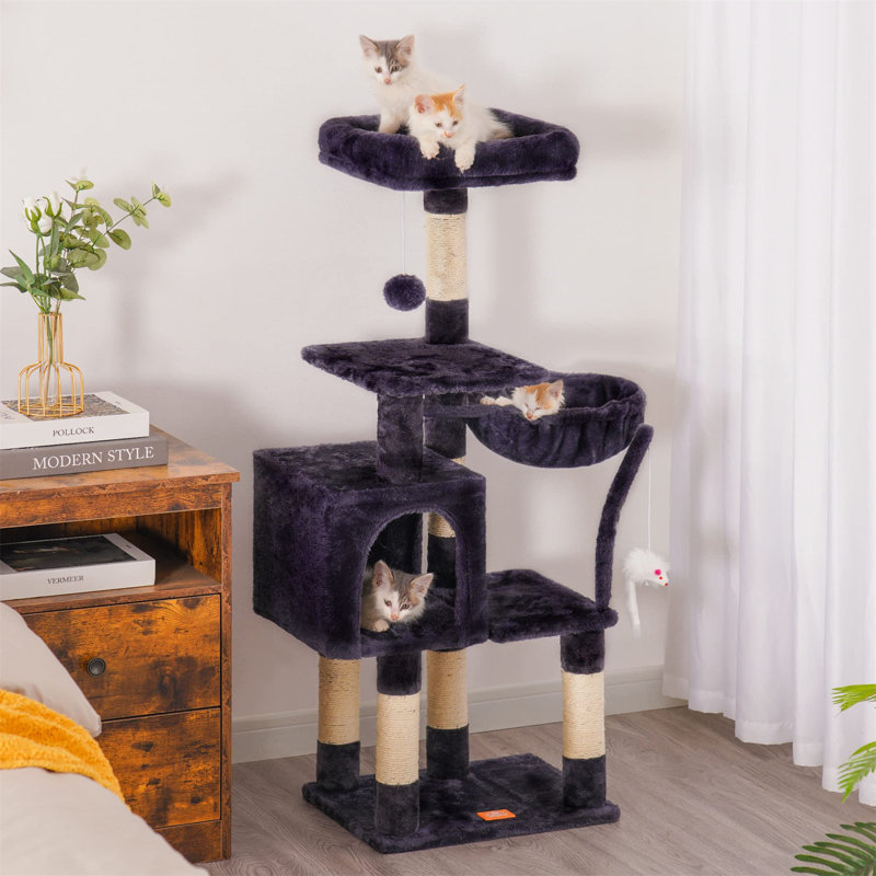 Arbre à chat Faraday, H 7,09 po x l 12,6 po x L 17,32 po, Gris foncé