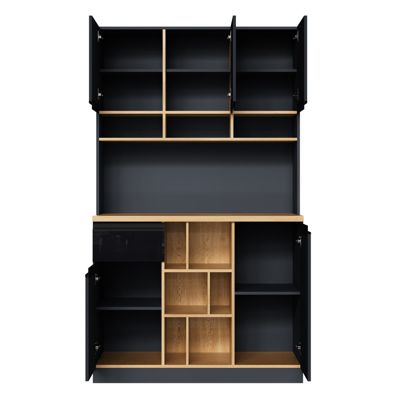 185cm Kitchen Pantry, Black + Natural
