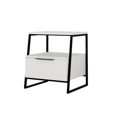 Catinna 1 Drawer Bedside Table | Modern Nightstand with Open Shelf