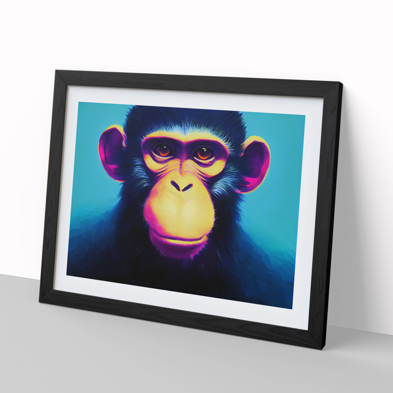XH1022-6134X Modern Monkey Vol.3 - Single Picture Frame Print, Black, 46cm H x 64cm W x 2cm D