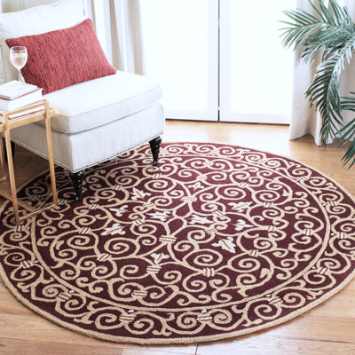 Tapis bourgogne en laine crocheté à la main Brayton