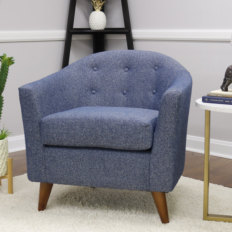 Fauteuil demi-tonneau en polyester capitonné de 30 po Navin, Mélange de polyester crépuscule Terrace