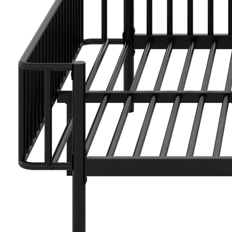 Canapé robuste pour lit de jour, support à lattes pour plus de stabilité et de confort, Noir, Full / Double