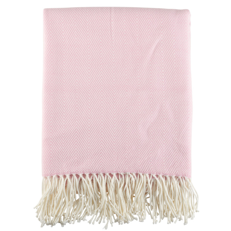 Soft Textured Herringbone Design Decorative Sofa & Bed Throw Blanket, Pink