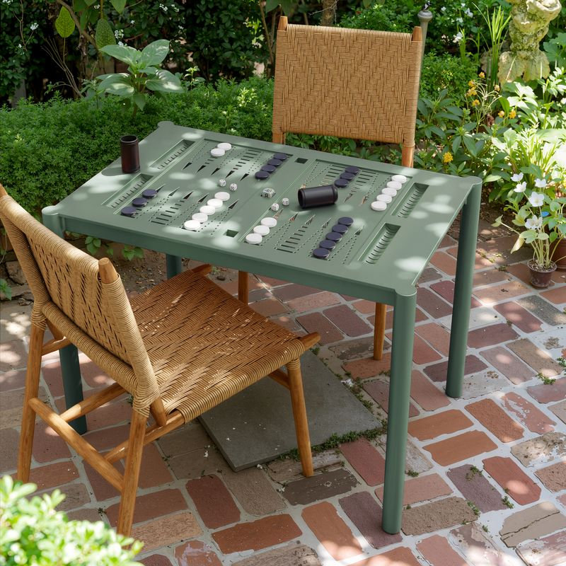 Outdoor Backgammon Table, French Gray
