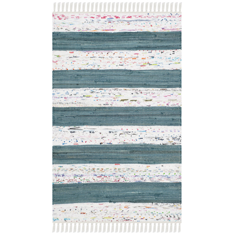 Yokum Hand Woven Cotton Striped Rug, Rectangle 5' x 7'