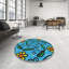 Tapis bleu à motif floral Nidhogg-2106161144