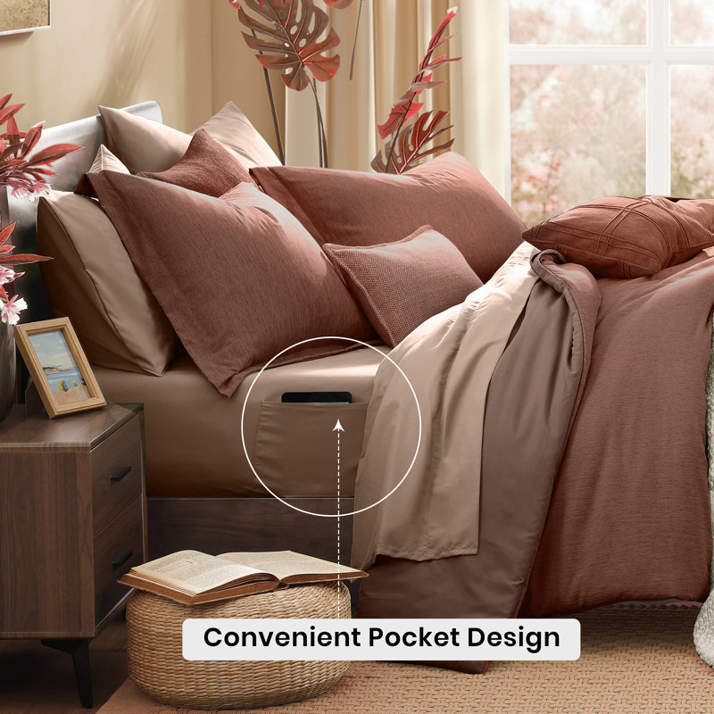 Cationic Comforter Set 7PC, Queen Comforter + 6 Additional Pieces, Autumn Leaf