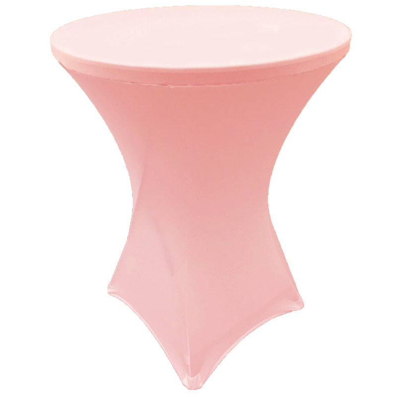 Cocktail Spandex Tablecloth Round Highboy Fitted Stretch Table Cover For Wedding Banquet Party, 28" L x 28" W, Pink