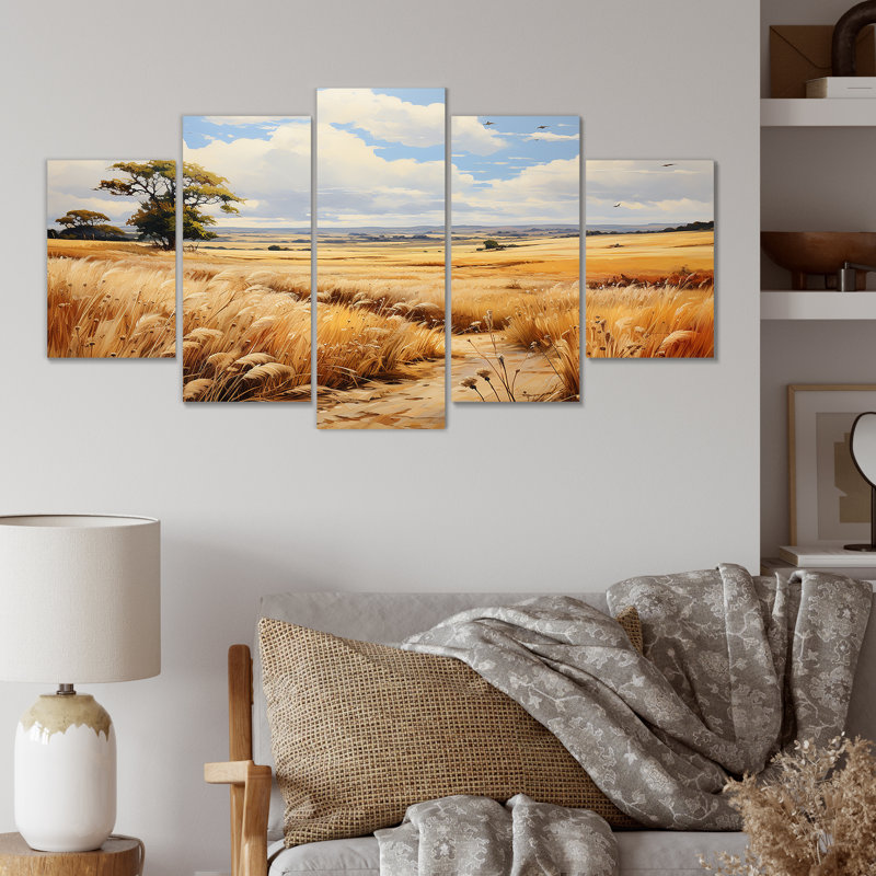 «Yellow Wheat Field Meadows II - Meadow Multipanel», art mural