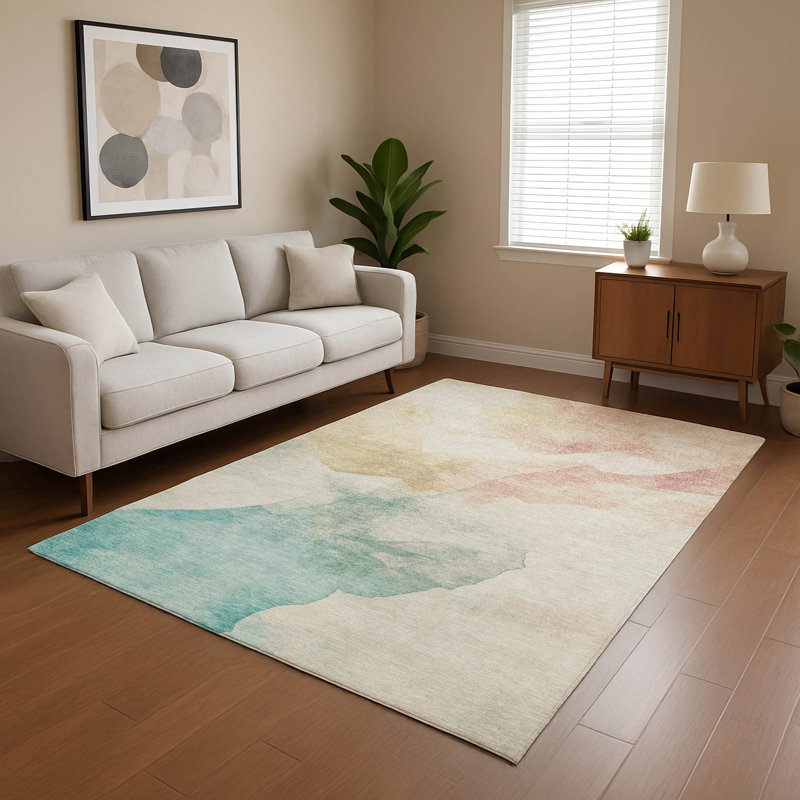 Tapis moderne lavable à la machine de qualité supérieure AMF1797, Rectangle 5 pi x 7 pi 6 po