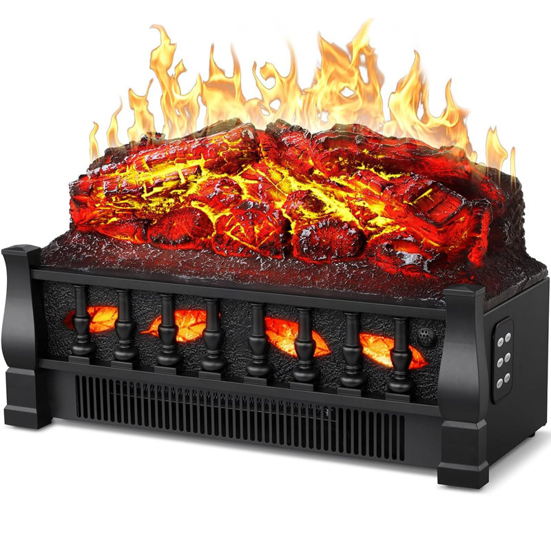 Cheminée électrique encastrée de 50 cm (20 pouces) avec bûches chauffantes, intensité et vitesse de scintillement des flammes réglables, puissance de 1500 W, protection contre la surchauffe