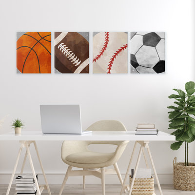 Équipe de sports rebondissants, ensemble de 4 pièces sur toile, design par Christine Simpson Art