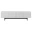 Meuble télé 70 po pour téléviseur de 75 po ou moins avec portes cannelées, rangement et gestion des câbles - Console média moderne de style Mid-Century blanc pour le salon | Whitman-948202710-983890295