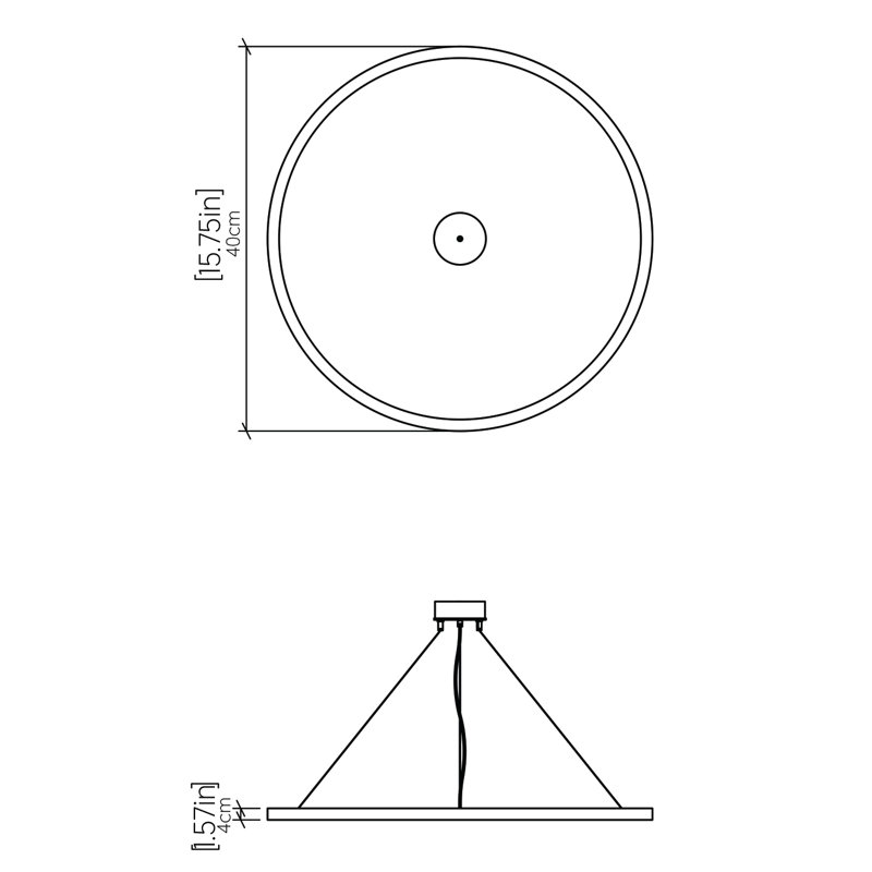 1 - Light Chandelier, Imbuia, 1.56" H x 15.6" W x 15.6" D