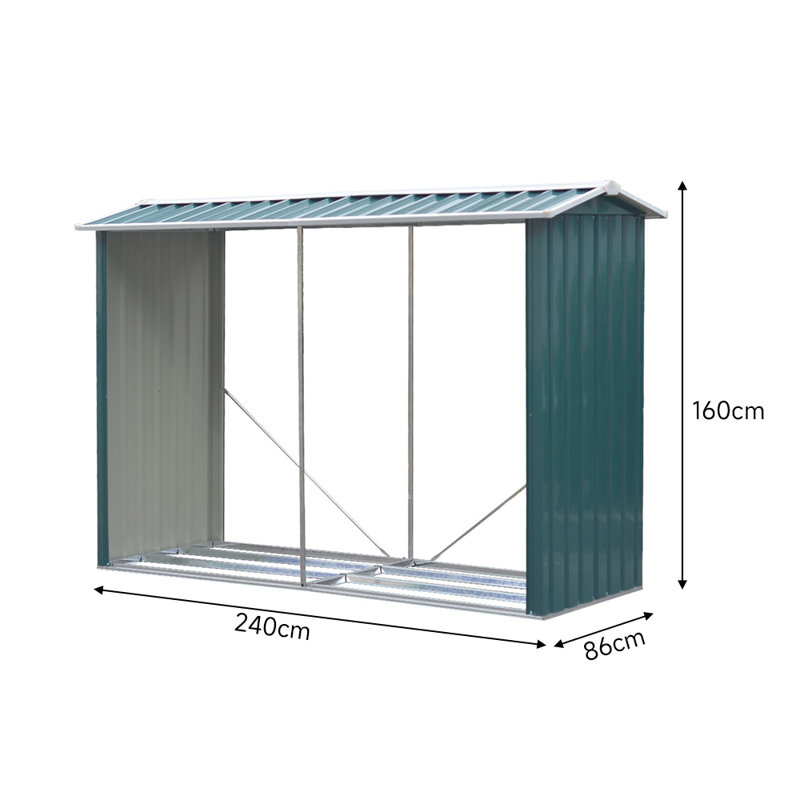 240cm W x 86cm D Metal Log Store