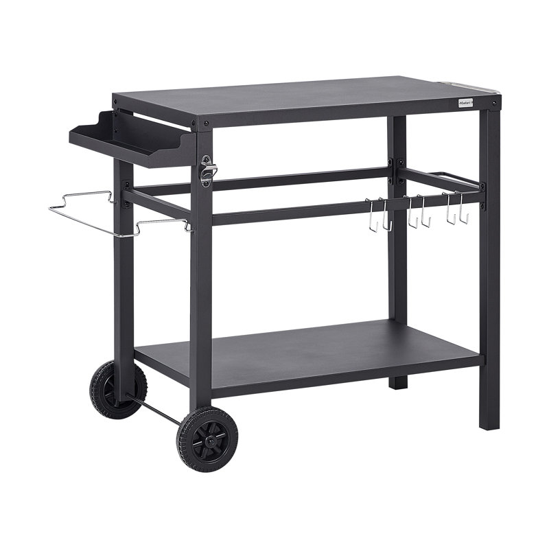 STALETTI Beliani Bar Cart with Steel Frame and Powder Coated Steel Outer Material, Black