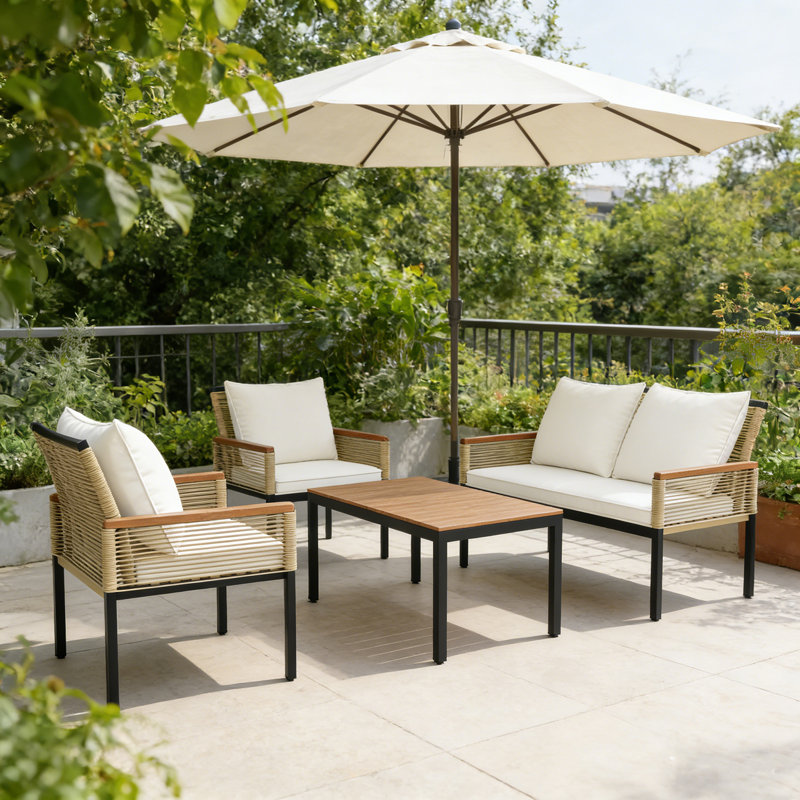 110cm Wide Straight Iron Patio Sectional Set