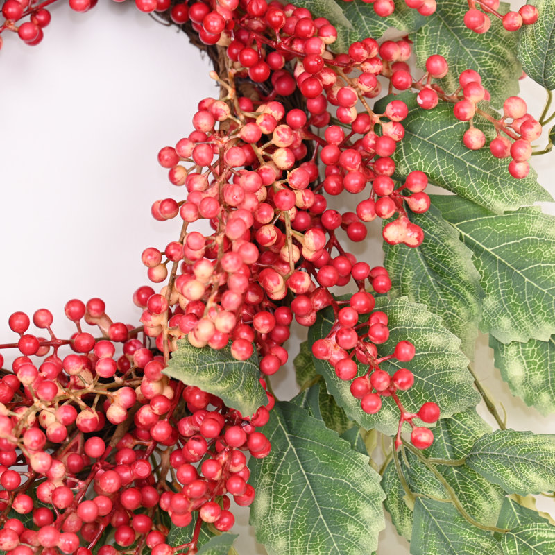 Couronne de 22 po pour porte de jardin 22 po, Vert/rose