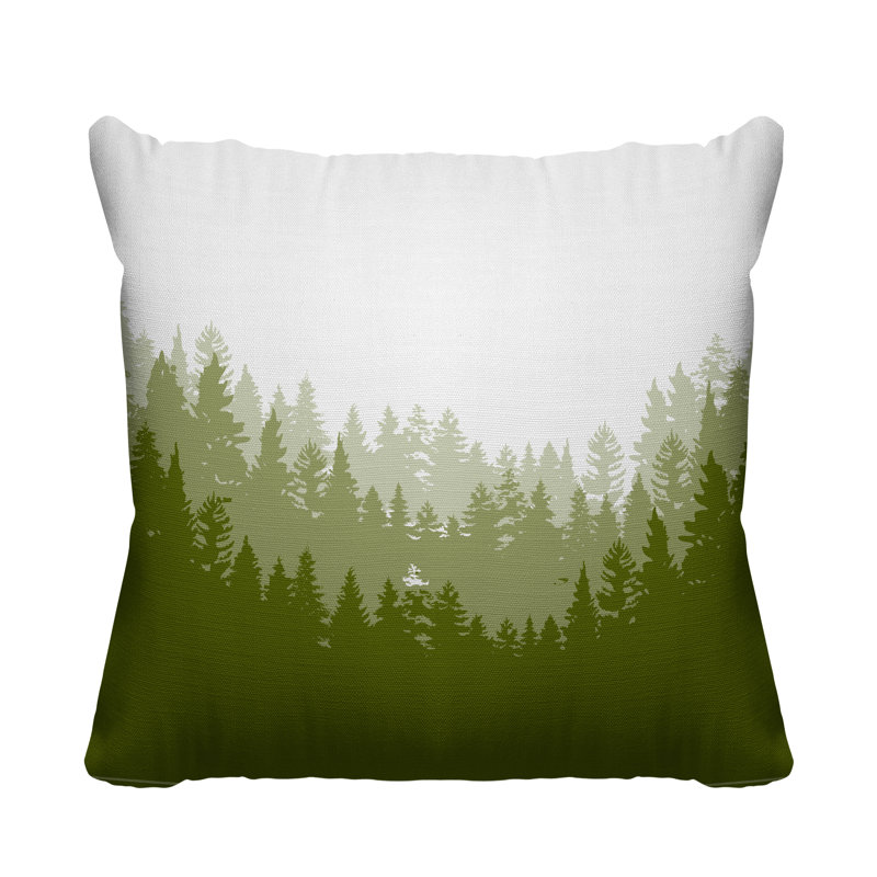 Coussin intérieur / extérieur Pine Trees Cabin, 19 po x 19 po, Chartreuse, Carré