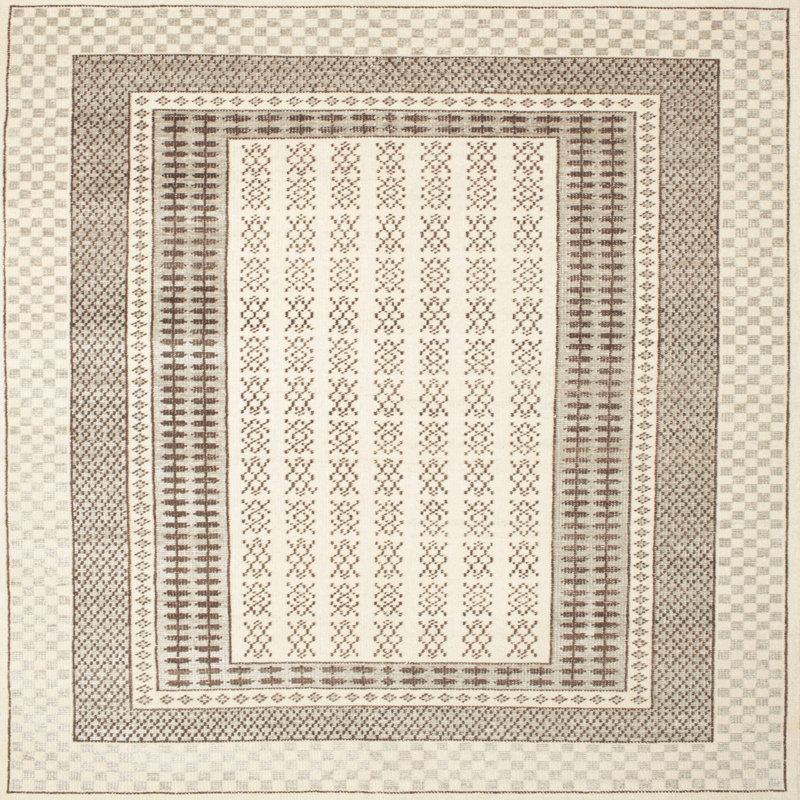 Tapis contemporain blanc / noir, Carré 5 pi