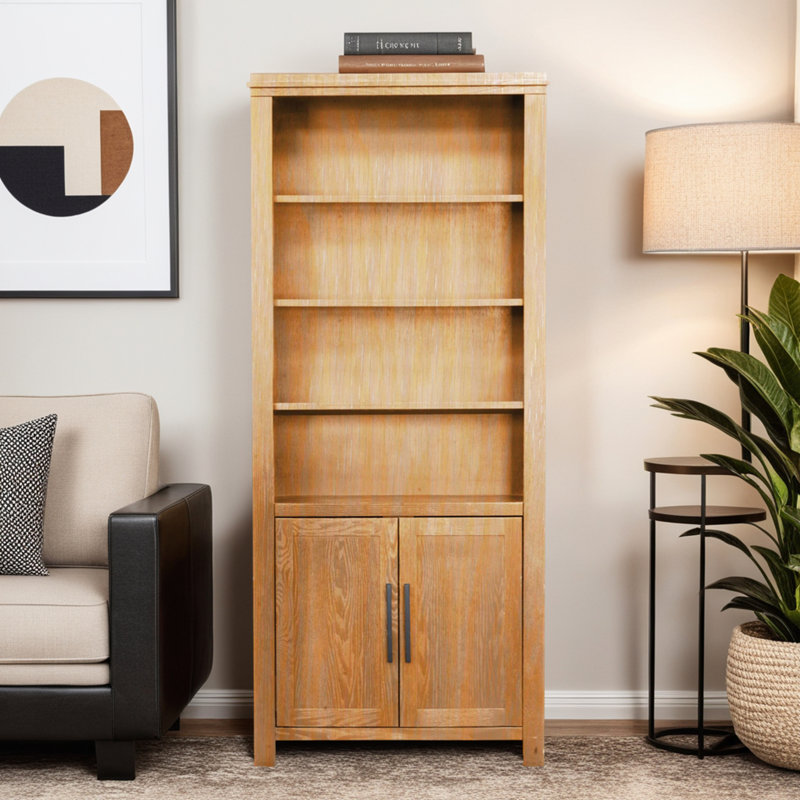 Tybee 72 inch Tall Bookcase, No Assembly Required, Natural Finish