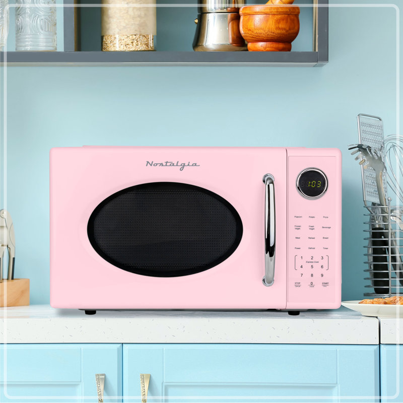 Retro 1.1 Cu Ft Countertop Microwave, Pink, Pink