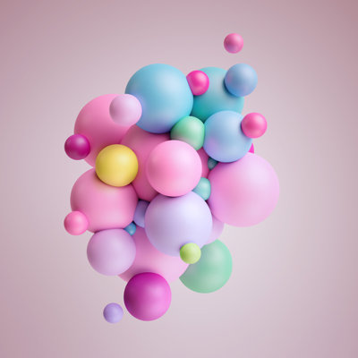 3D Pastel Balls by Wacomka - Wrapped Canvas Print