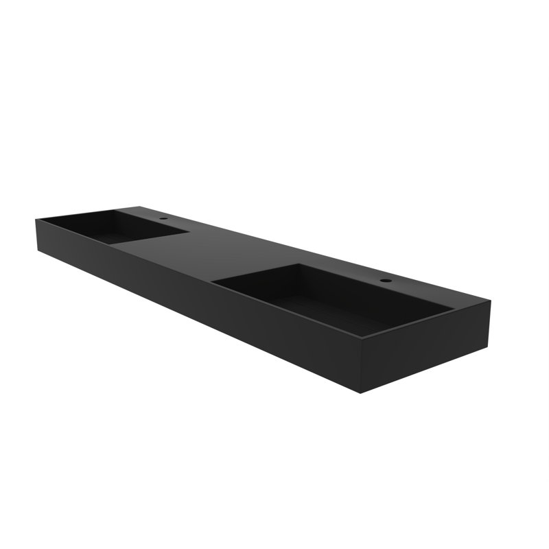 72" Rectangular Vessel Bathroom Sink, Black