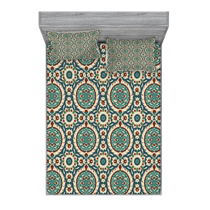 Microfiber Damask Sheet Set, Full Sheet Set with Fitted Sheet