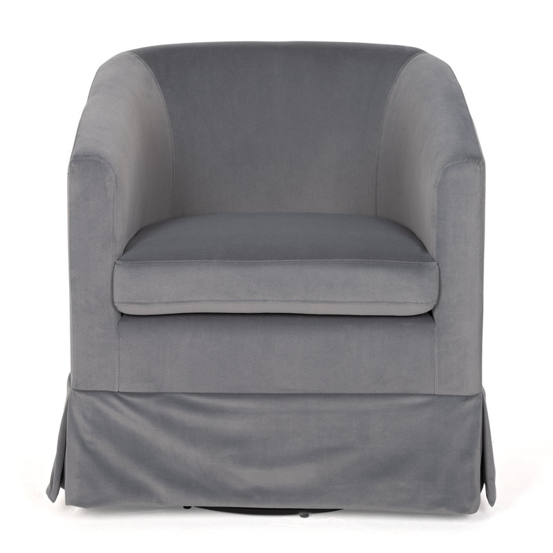 Breiona 27.36" Wide 360-Degree Swivel Chair, Gray Velvet
