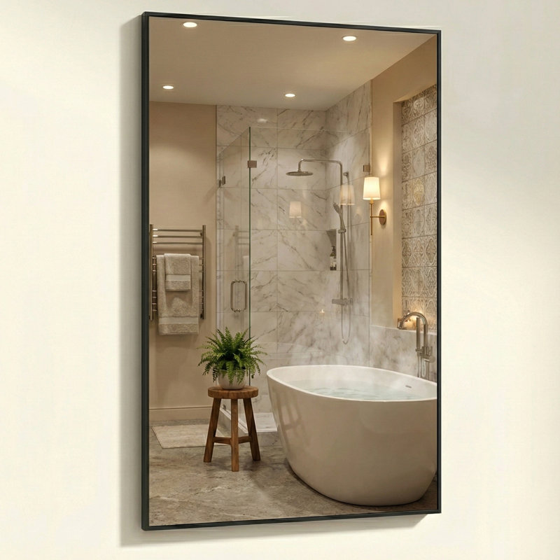 Miroir mural rectangulaire en aluminium 36 po x 24 po, Noir, 36 po x 24 po