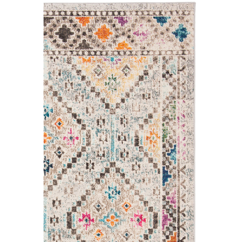 Felty Southwestern Grey/Yellow/Blue Area Rug, Rectangle 5'3" x 7'6"