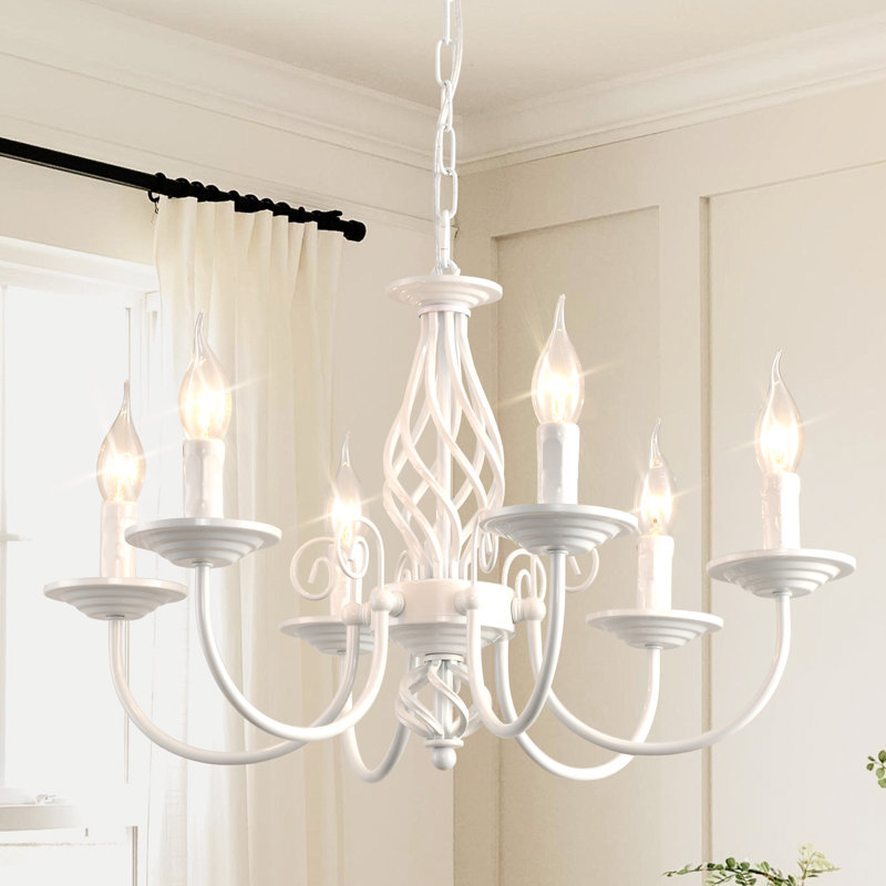 Pelchat 6 - Light Candle Style Chandelier, White