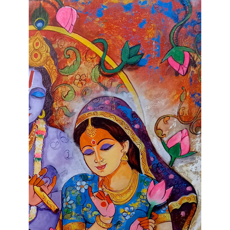 Dévotion de Krishna | Acrylique sur toile | Par Arjun Das