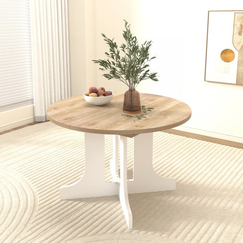 Versatile Oval Dining Table with Removable Leaf and Sturdy Trestle Base