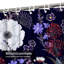 Rideau de douche tendance à tendance botanique bleu foncé avec 12 crochets-731238266