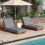 Ensemble de méridienne en bois d'acacia massif avec COUSSIN LUNGE (gris foncé + TIPLE FOLDS) - version crème assortie disponible-330877058