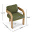 Ensemble de 2 chaises de salle à manger avec dossier coussiné, tissu bouclé vert, structure en bois massif de couleur naturelle-1261213714-1261213715