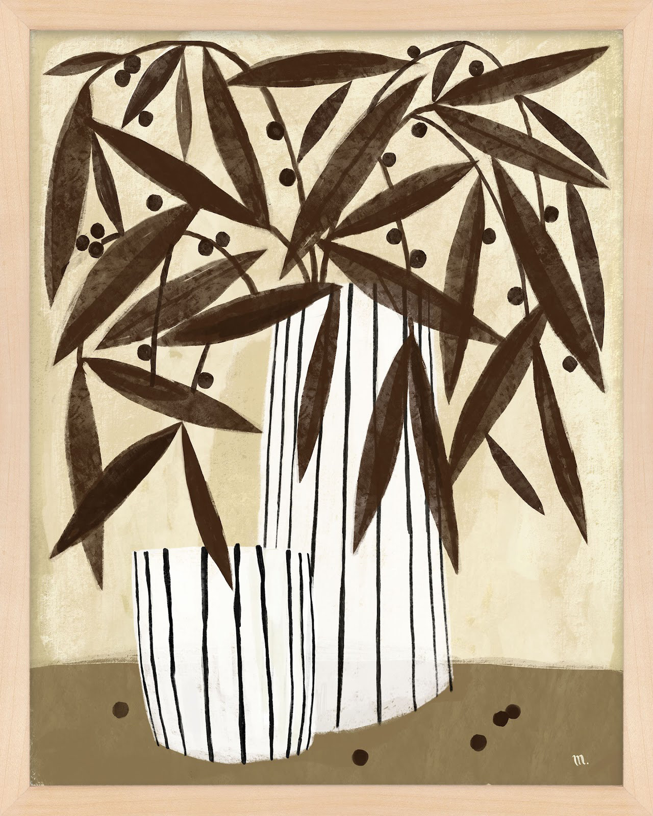 Juba "Dry Flowers" Painting, 20" H x 16" W x 1.25" D, Maple