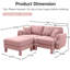 Canapé modulaire moderne à 2 boucles roses avec pieds cylindriques, coussins de dossier moelleux et amovible pour le confort de la chambre à coucher en tissu distinctif, assise confortable-1269844133