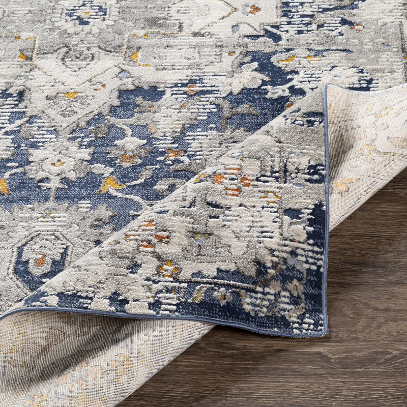 Tapis oriental bleu / gris clair, Rectangle 2 pi x 2 pi 11 po