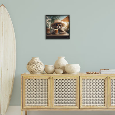 Art animal en sirotant une boisson tropicale giclée par RB